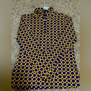 J.McLaughlin  Quarter Zip Bedford Blue and Gold Raising Cane Top